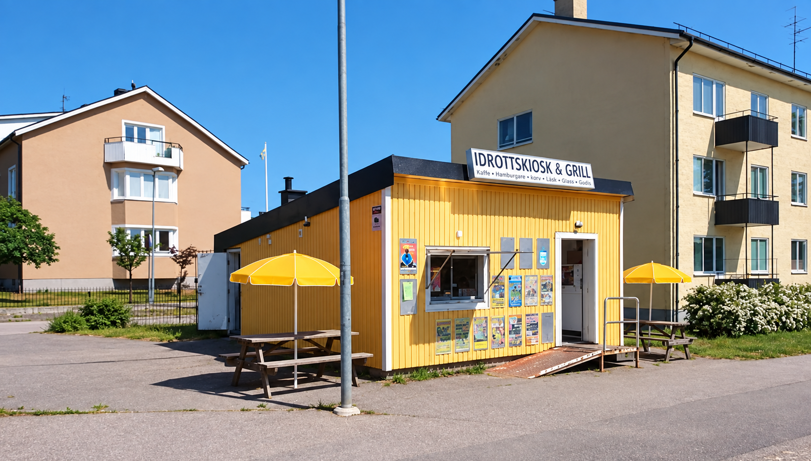 Den gula Idrottskiosken i Västervik som föregick Gula Pizzerian